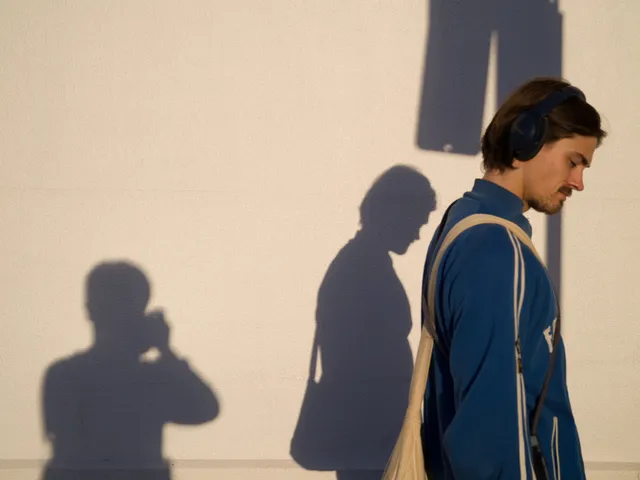 The warm Sydney sunset casts a silhouette on the wall.